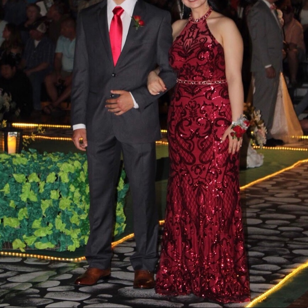 Sparkly Red Burgundy Prom Dress